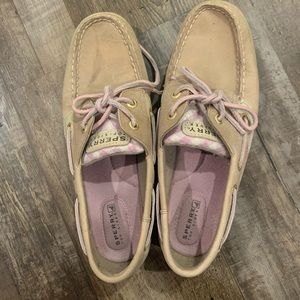 Leather Pink Plaid Sperry Womens Boat Shoes Loafers Preppy Size 8